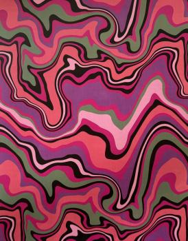 Preview: French Terry Abstrakt in Rot/Grün/Lila Tönen